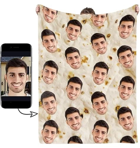 Custom Face Photo Personalized Realistic Funny Food Blanket for Adults & Kids - Novelty Burritos Tortilla Blanket - Super Soft Plush for Couch, Bed, Sofa - Valentine Gift - Funny Food 2 - 50"x40"