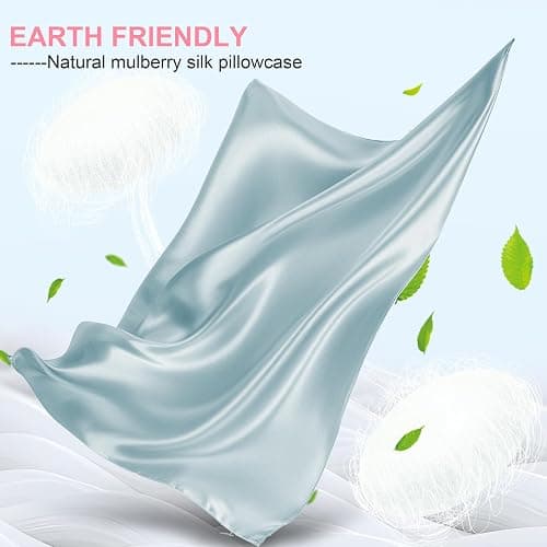 Mulberry Silk Pillow Cases 2 Pack Standard Size 20x26 Inches with Hidden Zipper, Ultra Smooth and Soft Breathable Cooling Silk Satin Pillowcase Set of 2, Better for Hair and Skin, Gifts for Women Men thumbnail 3