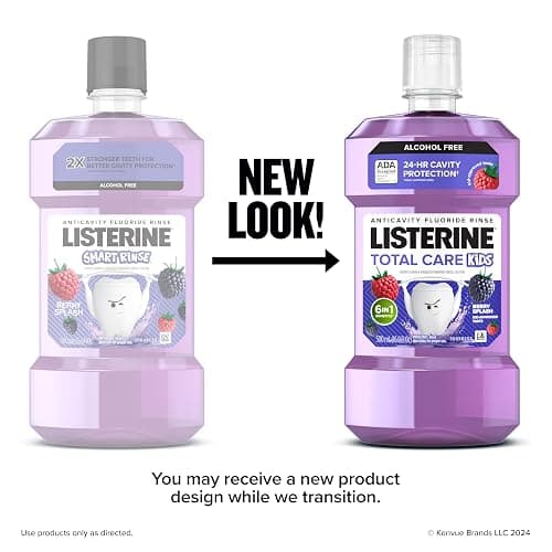 Listerine Total Care Kids Mouthwash, ADA Accepted, Alcohol-Free Anticavity Fluoride Mouthwash, Children's Mouthwash for Cavity Protection and Fresh Breath, Berry Flavor, 500 mL thumbnail 2