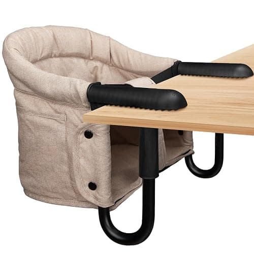 lulunemo Hook On High Chair, Portable & Foldable, Suitable for Family & Travel, Baby 6-36 Months, Khaki - Image 1