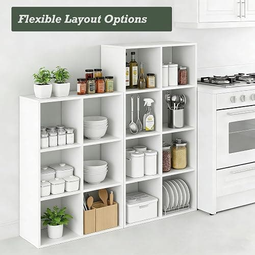 SageNest 8-Cube Storage Organizer Shelf, Open Cube Bookshelf, Reversible Bookcase, Sturdy Modern Storage for Home Office, Bedroom, Living Room, White thumbnail 5