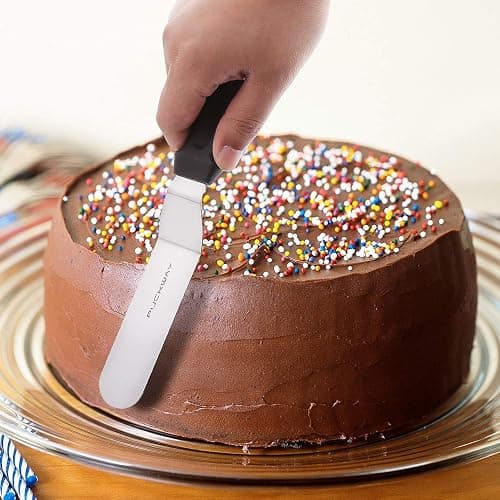 PUCKWAY Angled Icing Spatula, Stainless Steel Offset Spatula, Cake Spatula Set of 2 Black 6, 8 inch Blade thumbnail 2