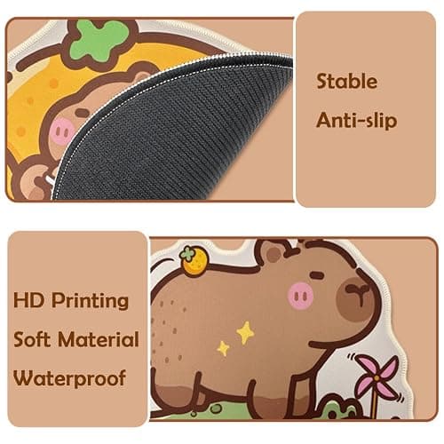 Capybara Mouse Pad, Capybara Lying on Orange Sofa Novelty Desk Mat, Non-Slip Gaming & Office Mousepad, Cute Kawaii Animal-Themed Ergonomic Mouse Pad for PC, Laptop, Computer thumbnail 3