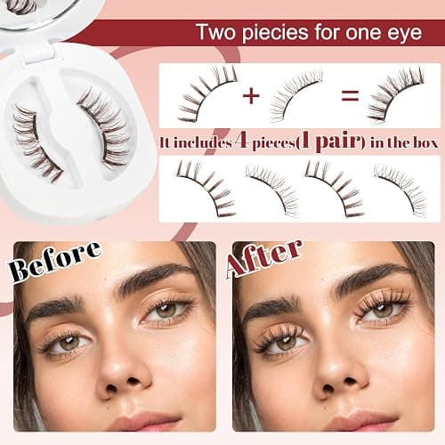 Higu clace Magnetic-Eyelashes, Soft Reusable Magnetic Eyelashes with Applicator No Glue Needed Brown Manga Lashes Comfortable for Makeup Can Cosplay(GD-Soft-RC-D) thumbnail 2