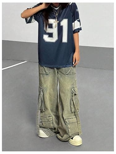 SHENHE Women's Graphic Football Jersey Top V Neck Short Sleeve Loose T Shirt Streetwear thumbnail 5