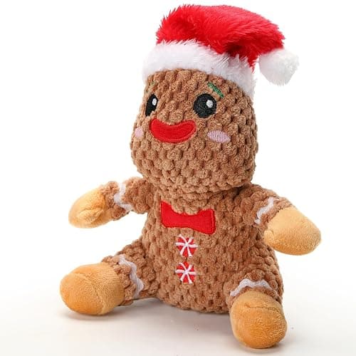 loncoldy Christmas Dog Toys Gingerbread Man Dog Squeaky Toy Cute Stuffed Large Plush Chew Toy to Keep Them Busy Interactive Puppy Toys Holiday Pet Toys for Dogs Gifts for Puppy, Small, Medium Breed - Image 1