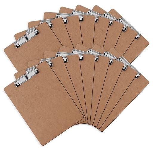 Clipboards, PANDRI 16 Pack Hardboard Office Clipboards, Low Profile Clip, Standard A4 Letter Size, Classroom Supplies, ECO Friendly - Image 1