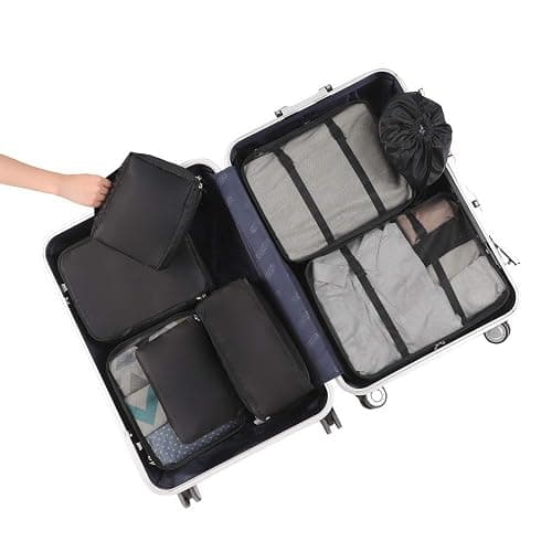 BAGAIL 8 Set Packing Cubes Luggage Packing Organizers for Travel Accessories-Jet Black thumbnail 7