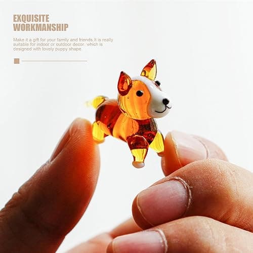 H&D HYALINE & DORA 5 Pack Hand Blown Glass Dog Figurines,Miniature Dog Figurines Sets,Blown Glass Art Animal Figurine for Collectible, Home Decor Gift thumbnail 5