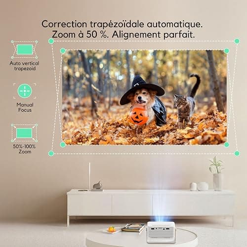 Yoton Mini Projecteur, Videoprojecteur 1080P Full HD Supportée, 200 ANSI, Zoom 50%, 2025 Upgraded Retroprojecteur Portable Compatible avec HDMI USB iOS Android Firestick PS5 | Format compact et léger, Rotation 180°, Zoom 50%, Haut-parleur intégré, Utilisation familiale, Connexion polyvalente thumbnail 6