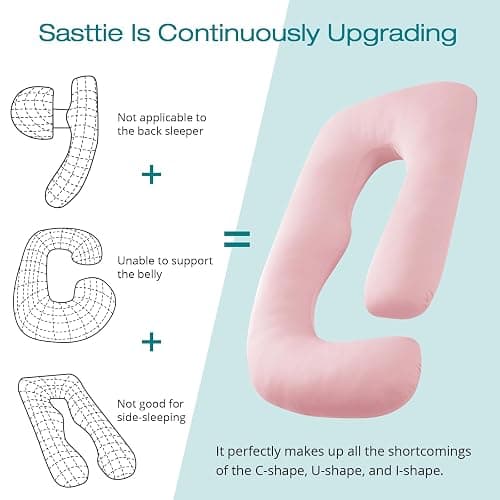 Sasttie Pregnancy Pillows for Sleeping, U Shaped Cooling Full Body Pillow with Removable Cover, Pregnant Women Must Haves, Maternity Essential, Light Pink thumbnail 5