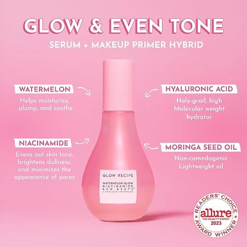 Glow Recipe Watermelon Niacinamide Dew Drops - Brightening, Plumping Hydrating Face Serum, Makeup Primer + Liquid Highlighter with Hyaluronic Acid - Dewy & Glowing Korean Skin Care (80ml) thumbnail 2