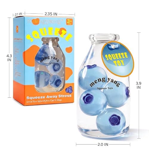 Bottle-Shaped Squishy Toy, Slow Rising Sensory Fidget Toy for Kids & Teens | Squeeze for a satisfying sensory feel with realistic blueberry shapes inside; fun for parties and stocking stuffers thumbnail 8