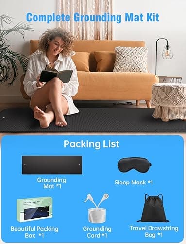 Grounding Mat for Bed with Leather, Improve Sleep, Relieve Stress & Pain, Anti-Slip & Eco-Friendly PU Leather, Includes Grounding Cord & Sleep Mask for Enhanced Rest Magnetic Therapy thumbnail 6