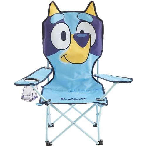 Bluey Kids Folding Camp Chair, Portable Outdoor/Indoor Chair with Carry Bag, Cup Holder, High Back, Lightweight & Durable for Ages 3+ - Image 1