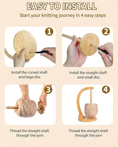 SPEENSUN Magnetic Yarn Holder for Crocheting, Large Size, Natural | Holds 1.1 lbs, Fits Most Yarns, Smooth Spinning, Prevents Tangling, Premium Bamboo, Knitting & Crochet Accessory thumbnail 3