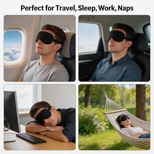 Ukissim Silk Sleep Mask, Adjustable Soft Eye Cover for Comfortable Sleep & Naps, Pressure-Free, Machine Washable - Black thumbnail 6