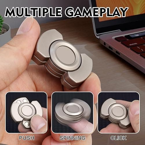 3-in-1 Fidget Toys Adults: Spinner, Slider, Clicker – Magnetic Stainless Steel Bearings for Super-Stable Rotation – Stress Relief, Enhanced Focus, and Habit Breaking, Christmas Party Favor Kid, Silver thumbnail 3