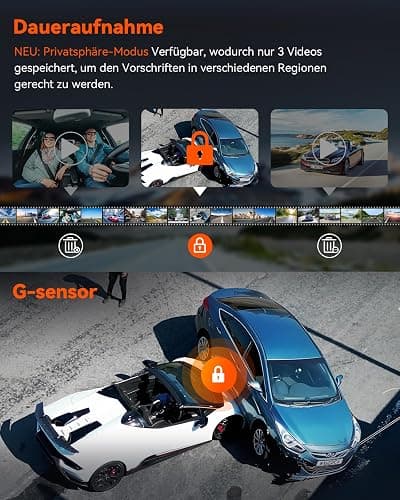 VANTRUE N4 Pro 3 HDR 4K+ 1080P+ 1080P STARVIS 2 Dashcam Auto, 5G WiFi PlatePix™ Dash Cam GPS 360° Puffer Parküberwachung Auto Kamera, IR Nachtsicht, Sprachbefehl, Privatsphäremodi, 2.45” 1TB Max thumbnail 6