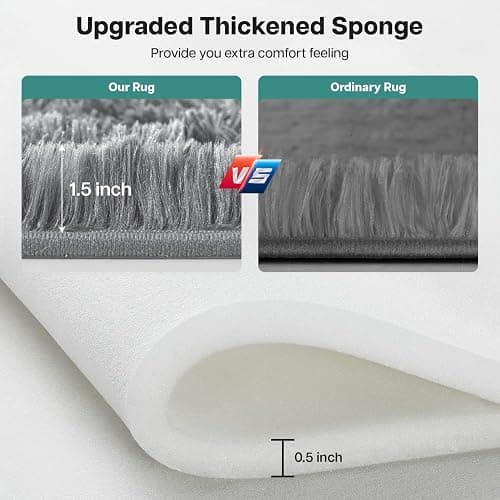 Aspire Homeware Rugs Living Room - Grey Area Rugs for Bedroom Anti Slip - Modern Super Soft Fluffy Shaggy Runner Rug Thick Pile Non Shedding, 60cm x 110 cm - Grey - 60 x 110 cm (Rectangular) thumbnail 4