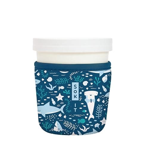 Sok It IceCreamSok Insulated Neoprene Cover (Happy Sharks, Tapered Ice Cream Pints) - Image 1