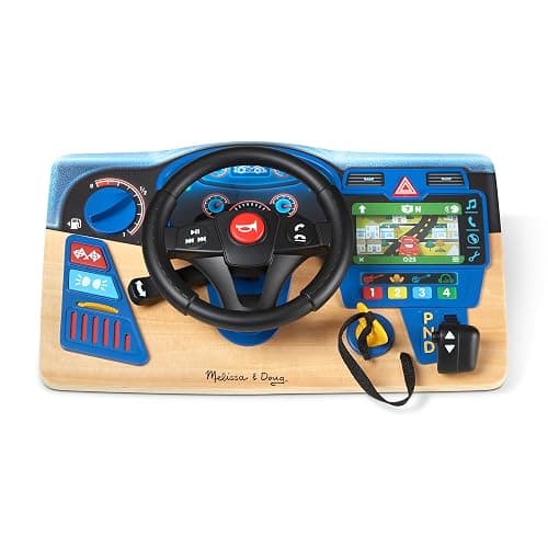 Melissa & Doug Vroom & Zoom, Interactive Wooden Dashboard, Racing Car Steering Wheel Toy, Lights & Sounds, Preschool Learning Toys for Girls & Boys 3+ - FSC Certified - Image 1