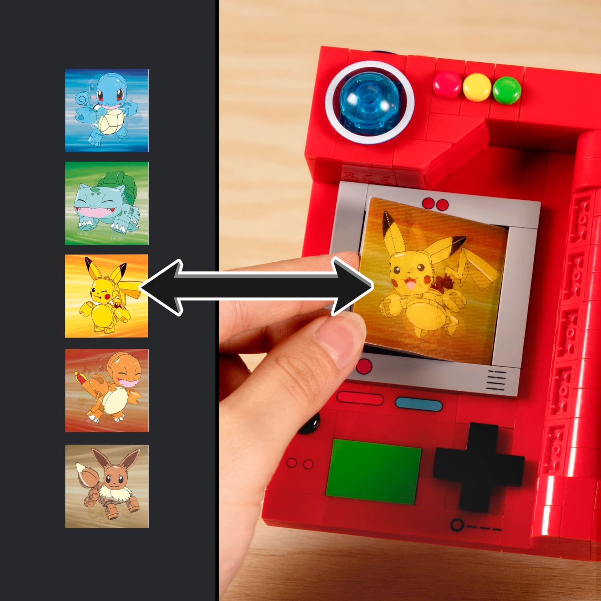 MEGA Pokémon, bouwspeelgoed voor volwassenen, bouwbare Pokédex van Regio Kanto met 322 onderdelen, licht en kaarten, voor verzamelaars, HYM37 thumbnail 4