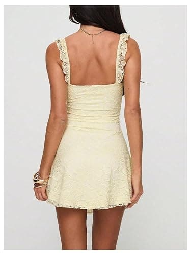 Floerns Women's Summer Mini Dress Floral Lace Sleeveless Vacation Cute A Line Dresses thumbnail 3