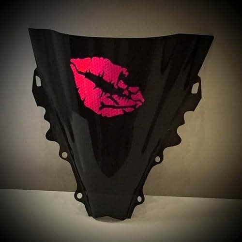 customTAYLOR33 High Intensity Reflective Vinyl Death Kiss Skull Crossbones Lips Decal Bumper Sticker - Cars, Motorcycles, Helmets, Wind Screens, laptops, cellphones, (SE Hot Pink, 6 inch Wide) thumbnail 5