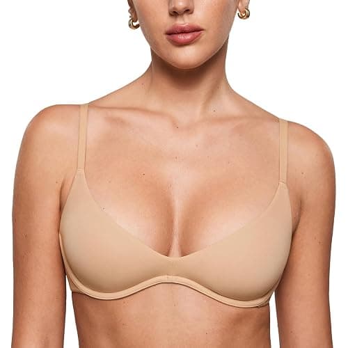INLYRIC Womens Unlined Balconette Bra Plunge Underwire | Ultra-soft, Unpadded, Demi, T-Shirt Bra, Sexy, Adjustable Straps, Hook-and-Eye - Image 1