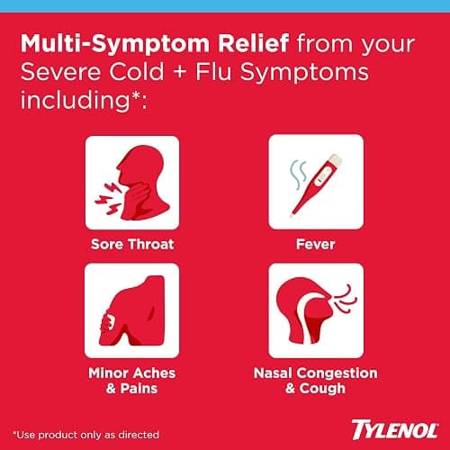 Tylenol Cold + Flu Severe Daytime + Nighttime Cold Medicine Caplets Combo Pack for Multi-Symptom, Cough, Sore Throat, Headache, Nasal Congestion Relief, Acetaminophen, Pain Reliever, 24 Count thumbnail 2
