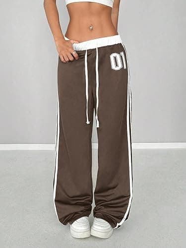 SOLY HUX Women's Baggy Sweatpants Wide Leg Ed Hardy Sweatpant Y2k Drawstring Pants Streetwear thumbnail 4