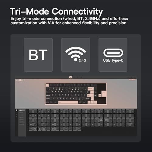 KEEBMONKEY WOBKEY Rainy 75 CNC Aluminum HMX/JWK/Cocoa Switches Triple-Mode Connectivity Mechanical Keyboard with Superior Acoustics, RGB/PP/Gradient Glass/3500mAh/Violet Switch (Standard - Black) thumbnail 5