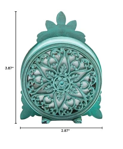 NIKKY HOME Vintage Pewter Quartz Mini Table Clock with Crystal Shining Rhinestone, 2.87 x 1.37 x 3.87 Inches, Aqua thumbnail 3