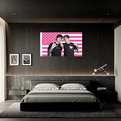 WENWELL Sam and Colby American Flag Wall Tapestry, Pink and White Stars and Stripes Design, Polyester Banner with Brass Grommets, 3x5 Feet, for College Dorm Room, Bedroom thumbnail 6