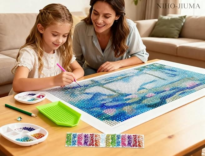 NIHO-JIUMA Diamond Painting Kits Monet's Water Lilies, 5D DIY Full Drill Diamond Art Gift for Adults, Home Decoration (40x50cm/16x20inches) thumbnail 2