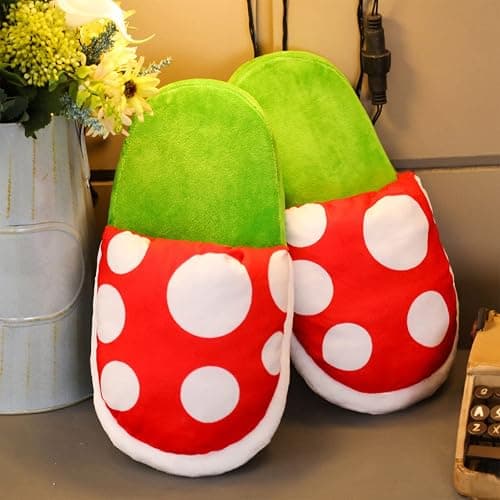 Jfxgjuv Piranha Plant Slippers, Mushroom Slippers with Pipe Pot Holder, Piranha Plants Plush Funny Loafers with Green Socks thumbnail 5