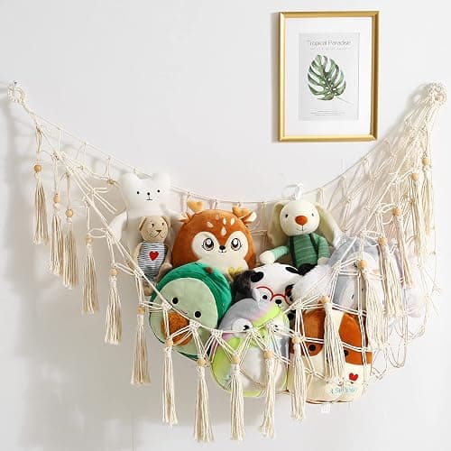 Jouet Hamac pour Animaux en Peluche Jouet Ours Filet Coin Suspendu Support De Rangement pour Chambre Enfant, Fermeture éclair, Blanc thumbnail 3