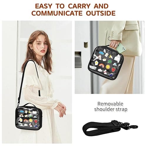 BOHEMIABY Enamel Pin Display Book, Collections Travel Pin Trading Book, Large Pin Display Board with Digital Label & Shoulder Straps, Suitable for Storing Enamel Pins (6 Page Pin Display Board) thumbnail 7