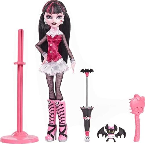 Monster High Draculaura Reproduction Doll Wearing Original Fashion & Shoes with Pet, Display Stand & Accessories, 10-5-inch Collectible Toy thumbnail 5