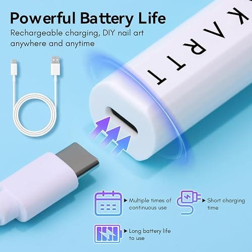 Makartt Handheld UV Nail Lamp, Mini Cordless Flash Cure Nail Light for Gel Nail Polish & Nail Glue, Rechargeable USB UV Light Fast Drying with LCD Display, Portable DIY Nail Art Gift, Home Salon Use thumbnail 6