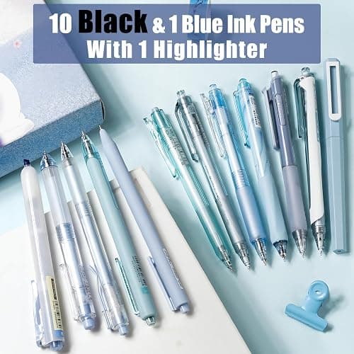 Four Candies Ocean Series Gel Pens, Black & Blue Ink Journaling Pens with 0.5 mm Fine Point, Cute School Office Supplies Aesthetic Desk Accessories, Set of 12 thumbnail 2