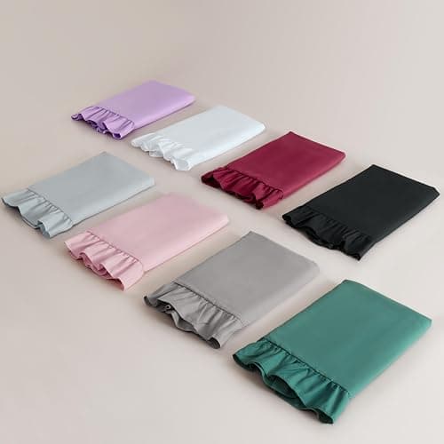 Pillow Cases Standard Size Set of 2, 20x26 Envelope Closure Pillowcase Pink Ruffle Pillow Cases, Soft Breathable and Non Shrinking Microfiber Ruffled Pillow Shams Scalloped Pillow Cases thumbnail 8