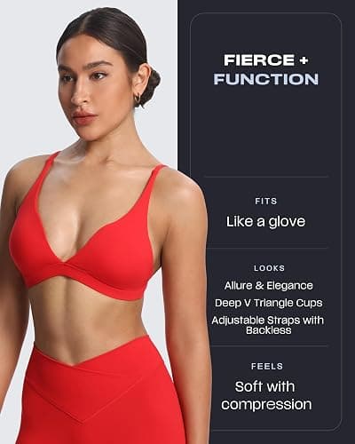 Aoxjox Women's Workout Deep V Adjustable Sport Bras Fitness Serena Bra Yoga Crop Tank thumbnail 3