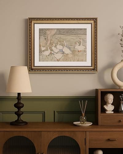 ARPEOTCY Vintage Gold Framed Wall Art, Nursery Duck Paintings, Aesthetic Canvas Picture Prints Artwork with Frame, Classical Victorian Wall Decor for Living Room Bathroom Bedroom 11x14 inch thumbnail 5