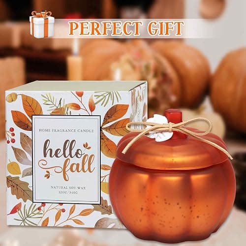 Fall Candle, Cinnamon Pumpkin Spice Candle, 12 oz Pumpkin Shaped Candles | Thanksgiving Fall Table Centerpiece, Farmhouse Pumpkins Shaped Candles for Harvest Time Home Decor, 12oz thumbnail 6
