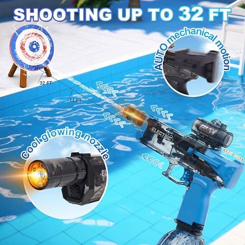 Electric Water Gun for Adults Kids: Squirt Gun, Automatic high Powered Pressure Blaster watergun with Realistic Led Muzzle Flame,Perfect Summer Gift Toys for Age 8-12 thumbnail 3