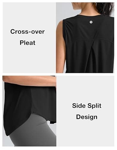 SANTINY Women's Sleeveless Workout Tops Breathable Lightweight Active Tennis Yoga Shirts Athletic Running Tank Tops for Women thumbnail 4