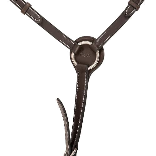 Exion English Horse Breastplate with Running Martingale | Premium 3-Point Breastplate with Wither Padding, Girth Loops & Elastic Chest | Vegetable-Tanned Leather | Black & Brown thumbnail 6