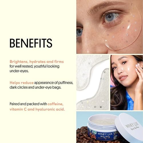 Winky Lux Wakey Wakey Hydrogel Eye Patches – Cooling Under Eye Patches for Puffiness, Dark Circles & Bags, Infused with Caffeine, Vitamin C & Hyaluronic Acid thumbnail 3